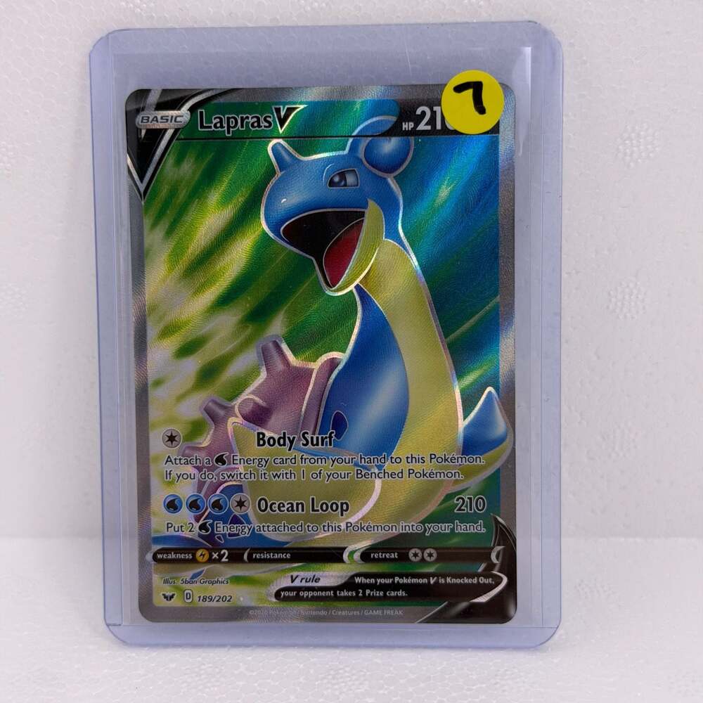 Pokemon Lapras V Full Art 189/202 Sword & Shield Ultra Rare Holo Card